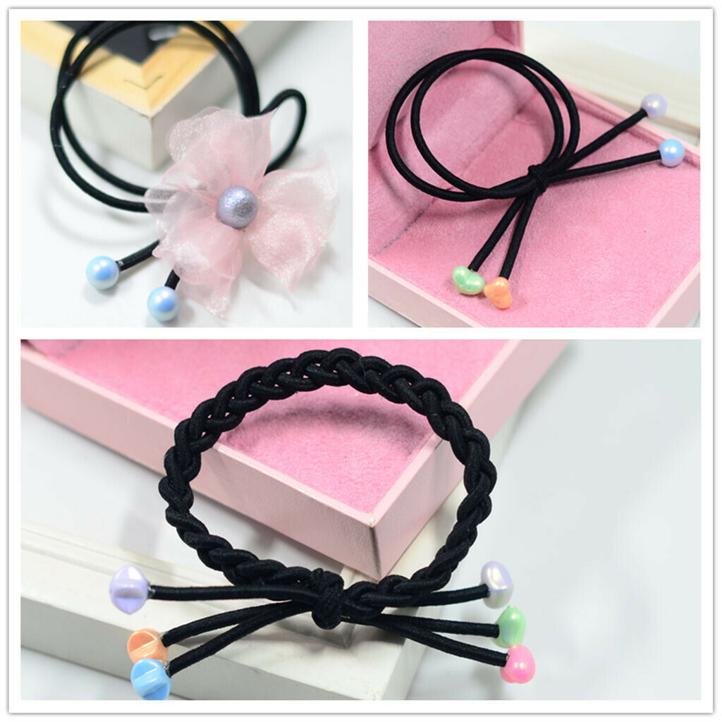 100 Pieces Mixed Hair Tie Hair Rope Band End Finishing Bead DIY Hair Jewelry