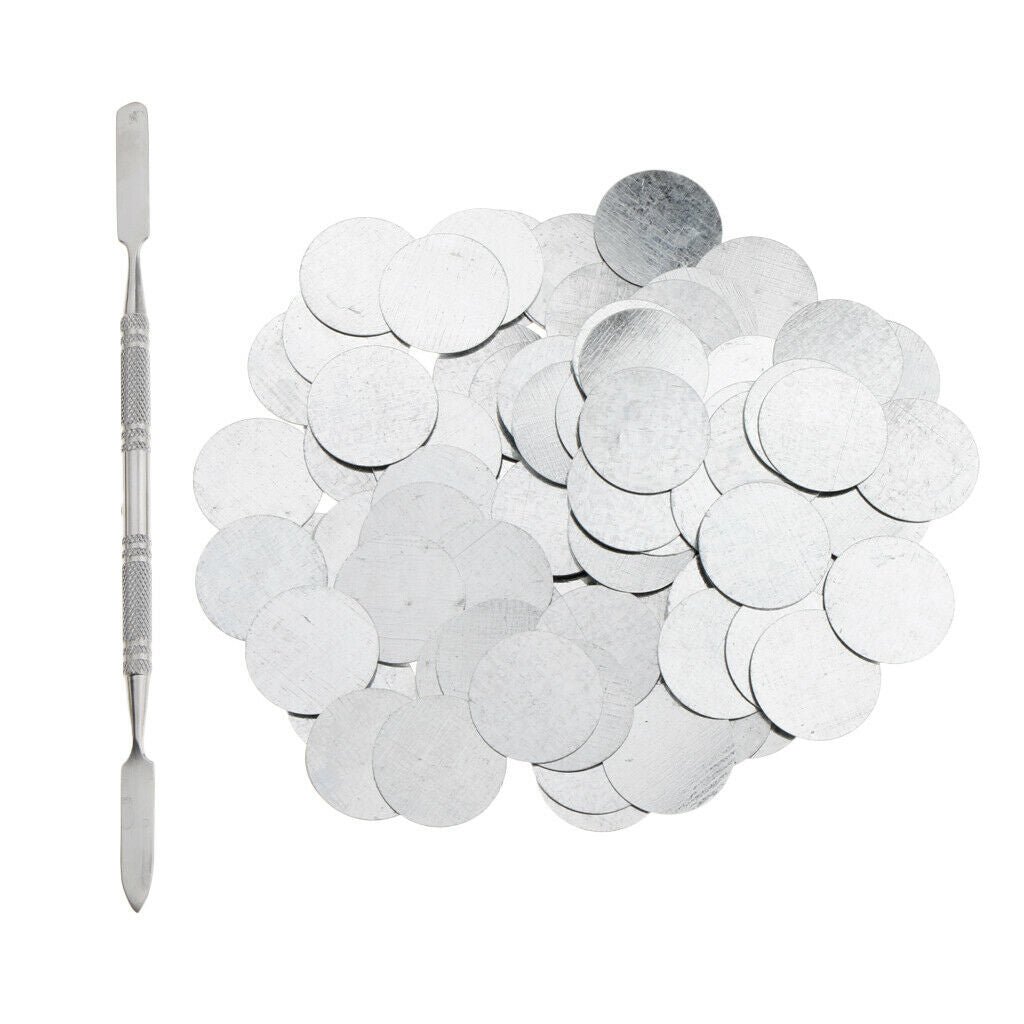 200x Empty Makeup Pans Stickers 2x Depotting Spatula for Eyeshadow Lipstick
