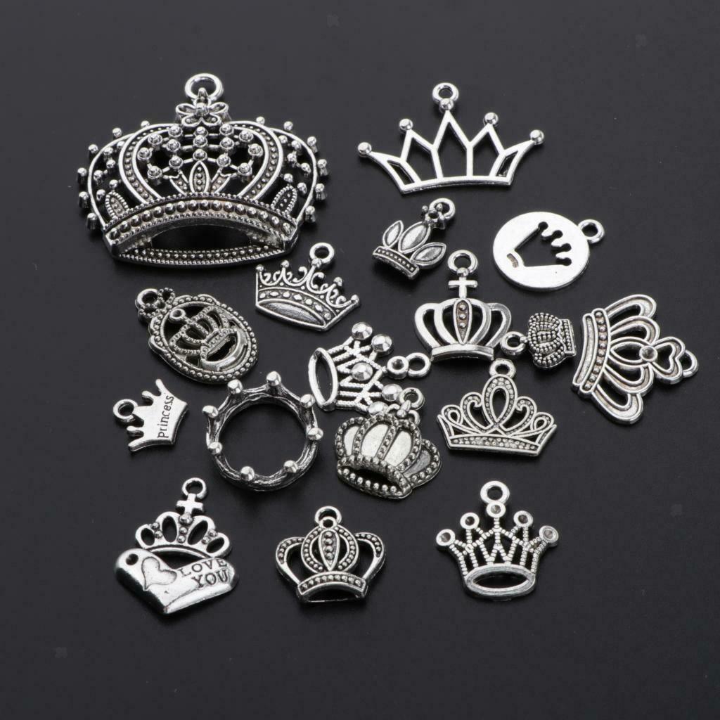 17pcs Pendants DIY Jewelry Chain Necklace Hanging Decor Crown Shape Hanging