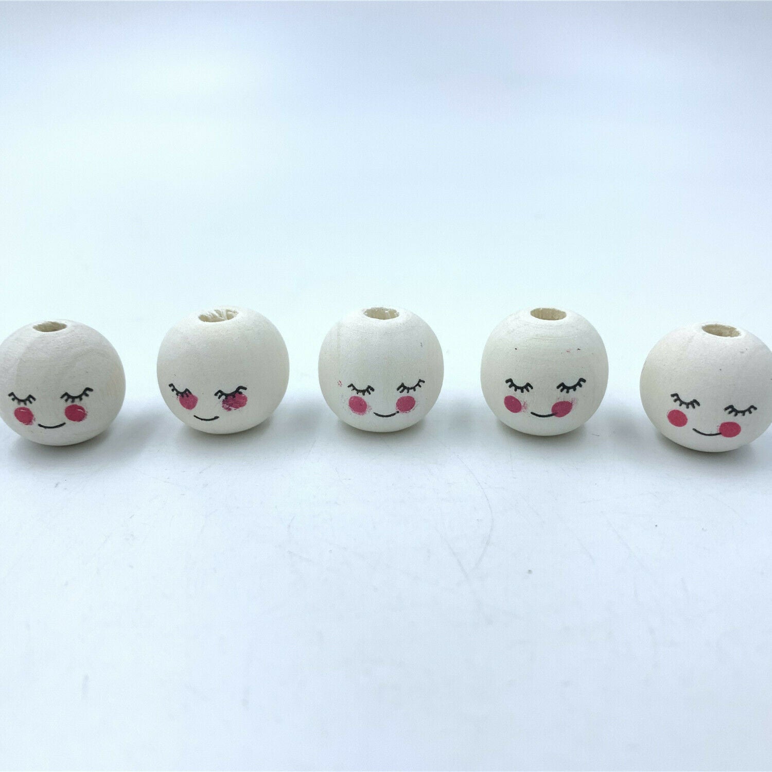 50pcs Round Smile Face Wood beads Beaded Loose bead For Jewellery making 18MM
