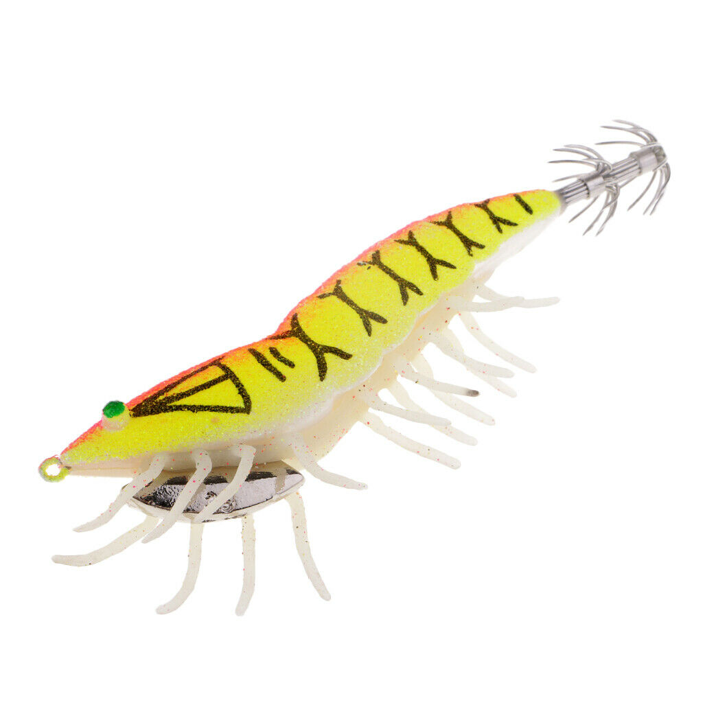 2pcs Noctilucent Shrimp Fishing Lure Prawn Bait Squid Jig Hook Night Fishing