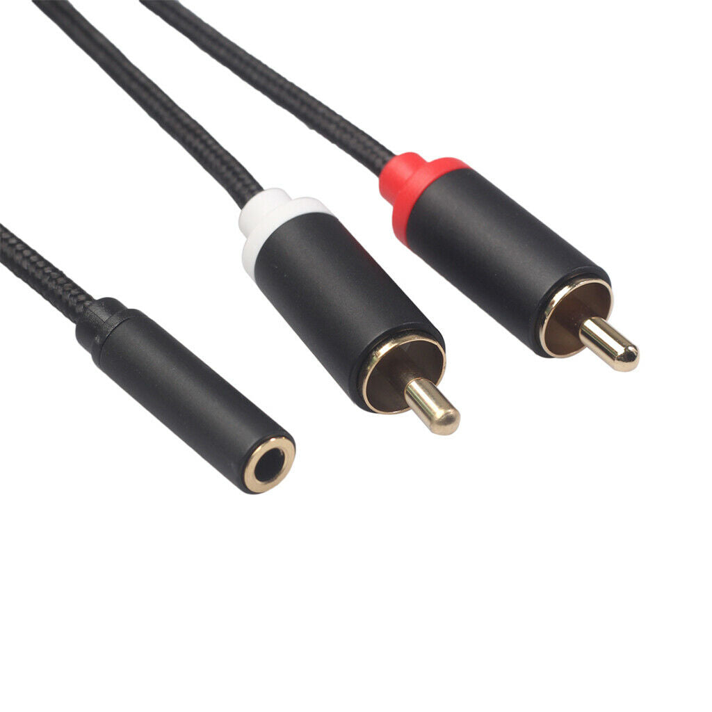 3.5mm Stereo Audio Female to 2 RCA Male Converter 15.75inch Black 3635F-04