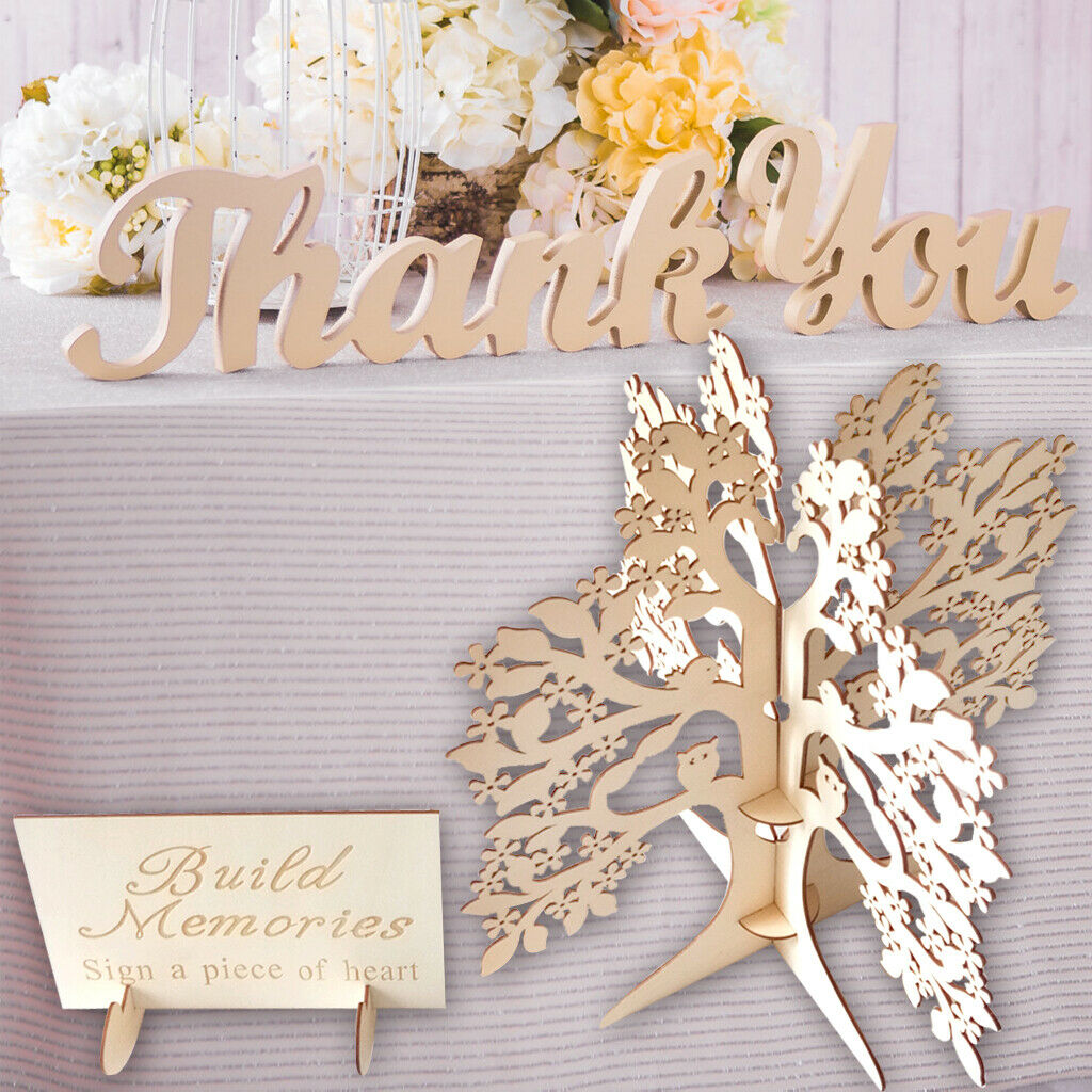 Wood DIY Wedding Guest Book Wishing Tree Birthday Party Ornaments Decoration