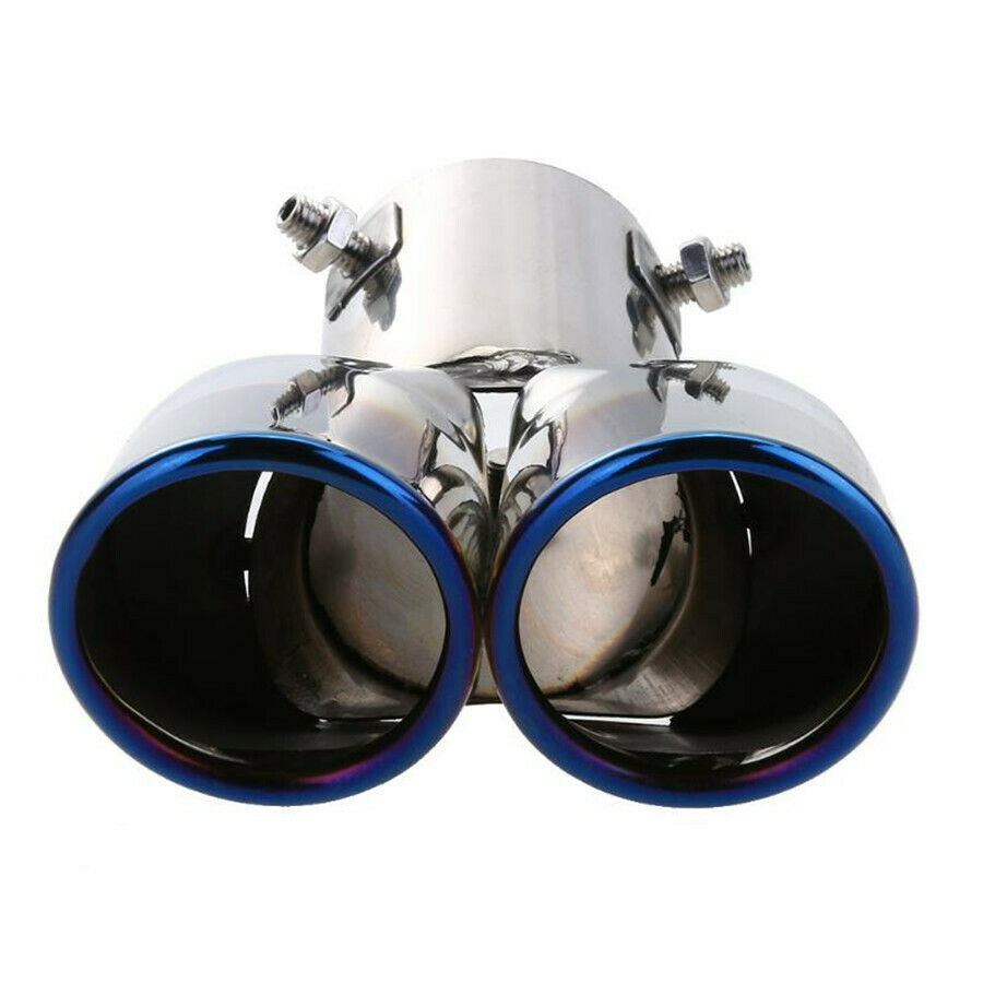 2.5'' Stainless Steel Car Rear Exhaust Tip Tail Pipe Muffler Tip Bright Blue