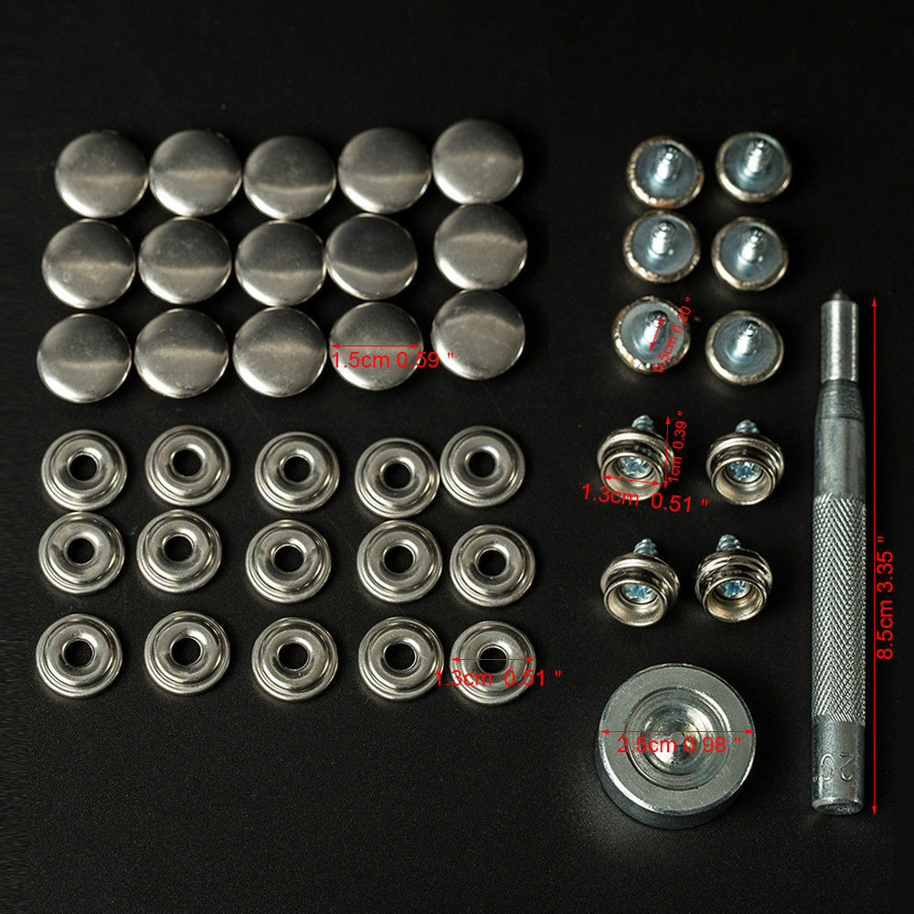62 Pcs Iron Boat Marine Canvas Fabric Snap Cover Button Socket Kit Snap Fastener