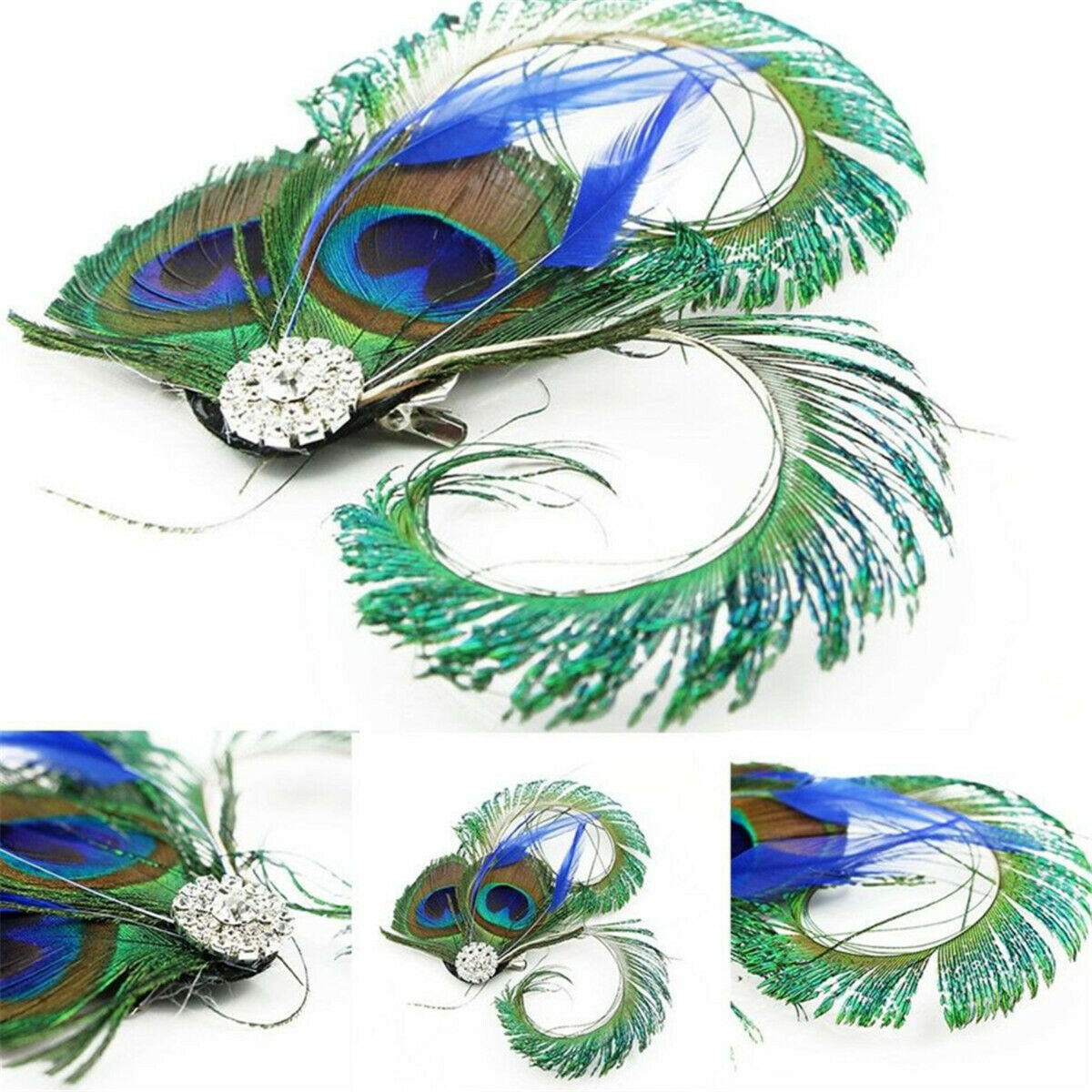 Banquet Headwear Peacock Feather Fascinator Hair Clip Wedding Party Headpiece