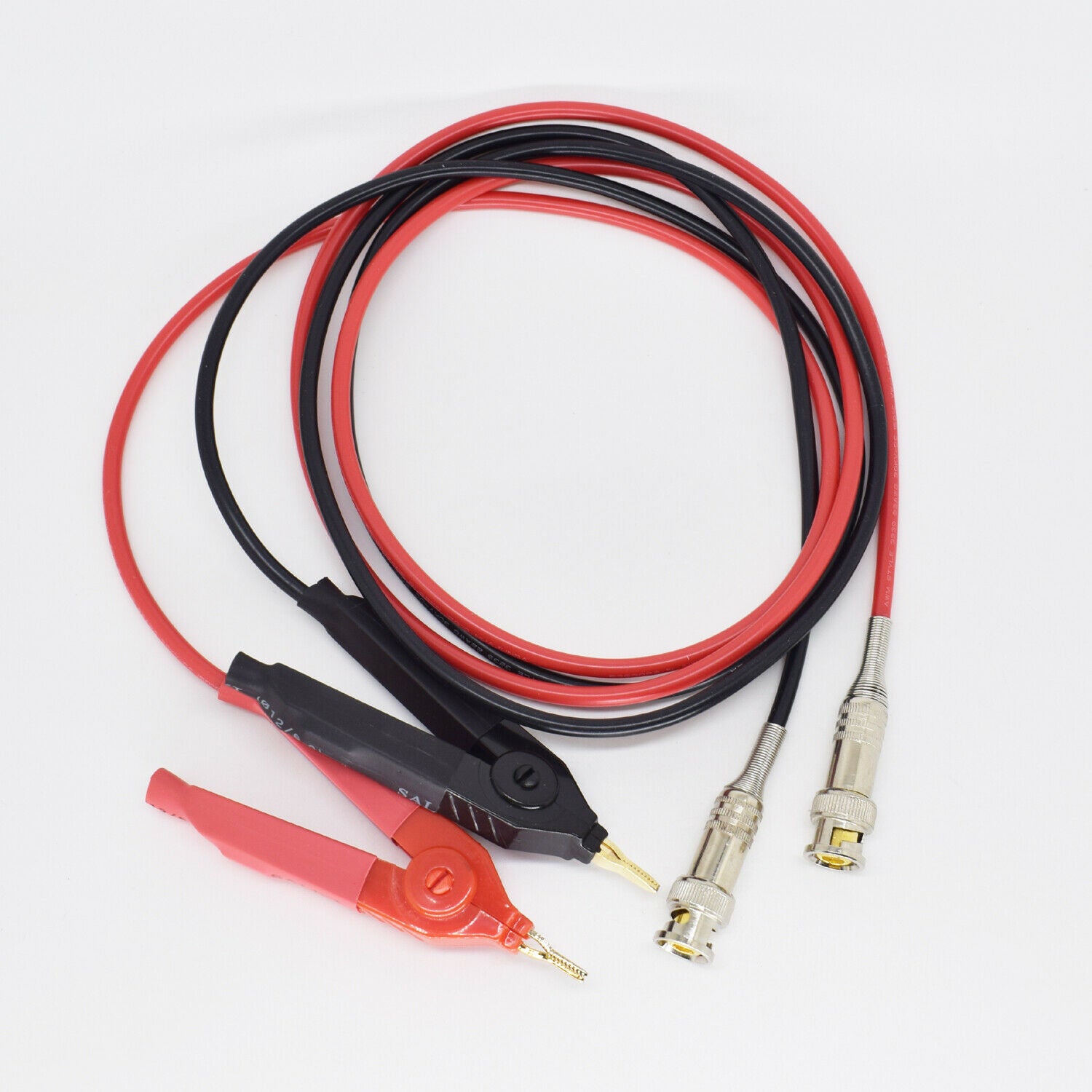 1pair 1.2M/4FT BNC Male To Kelvin Clip for LCR Meter Probe Test Cable R+B