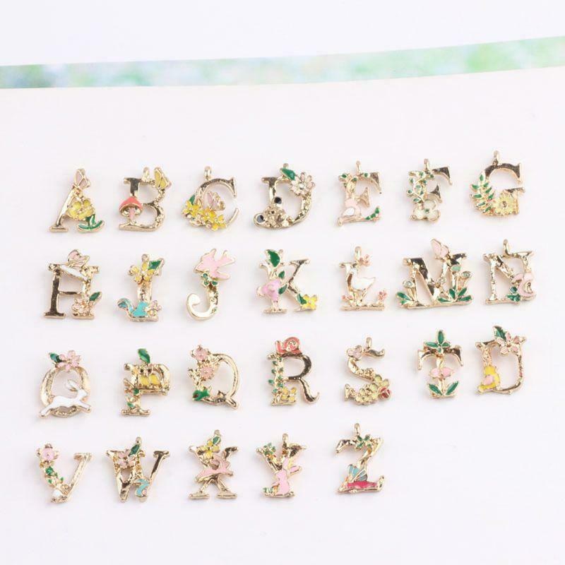 26 Letters Initial A-Z Alphabet Charms Pendant Garden Fairy Tale Jewelry Making