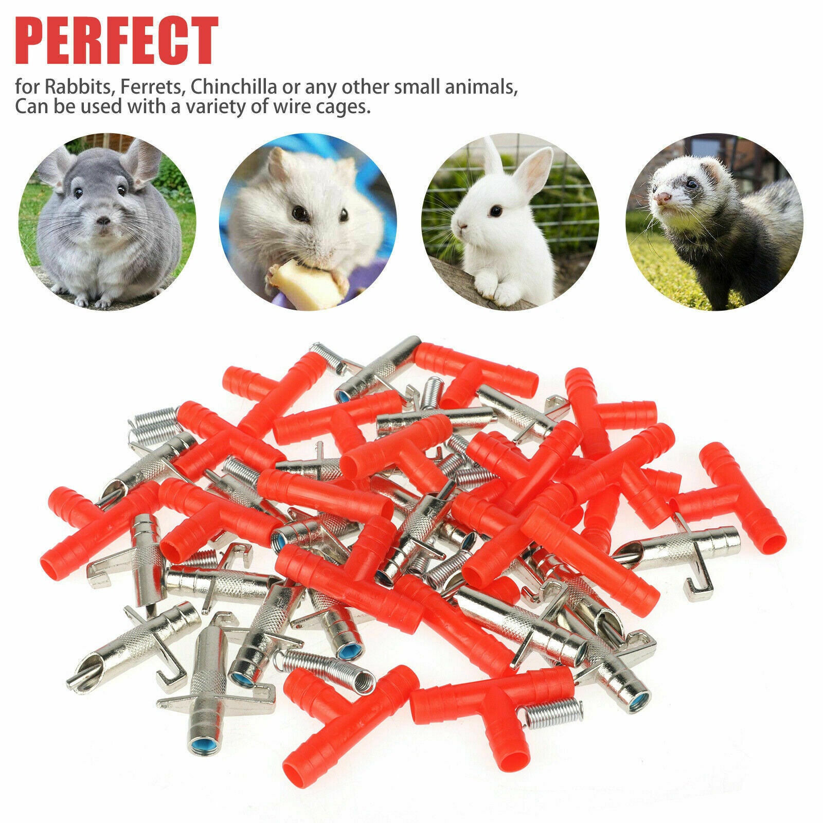 20PCS Rabbit Water Nipple Drinker Feeders Automatic Waterer Fountain for Ferrets
