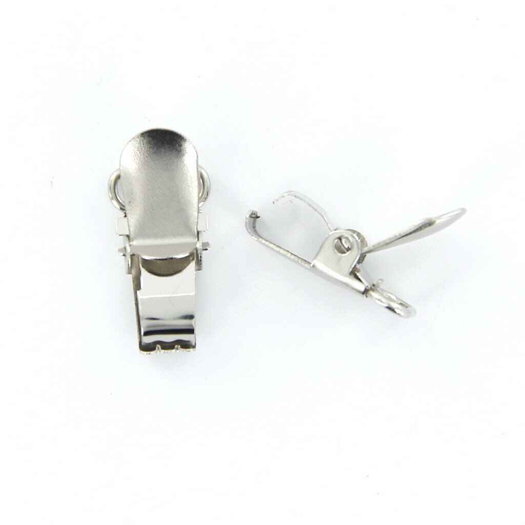 20x Pacifier Suspender Clips Metal Pacifier Clips for Making Holder 28x10mm