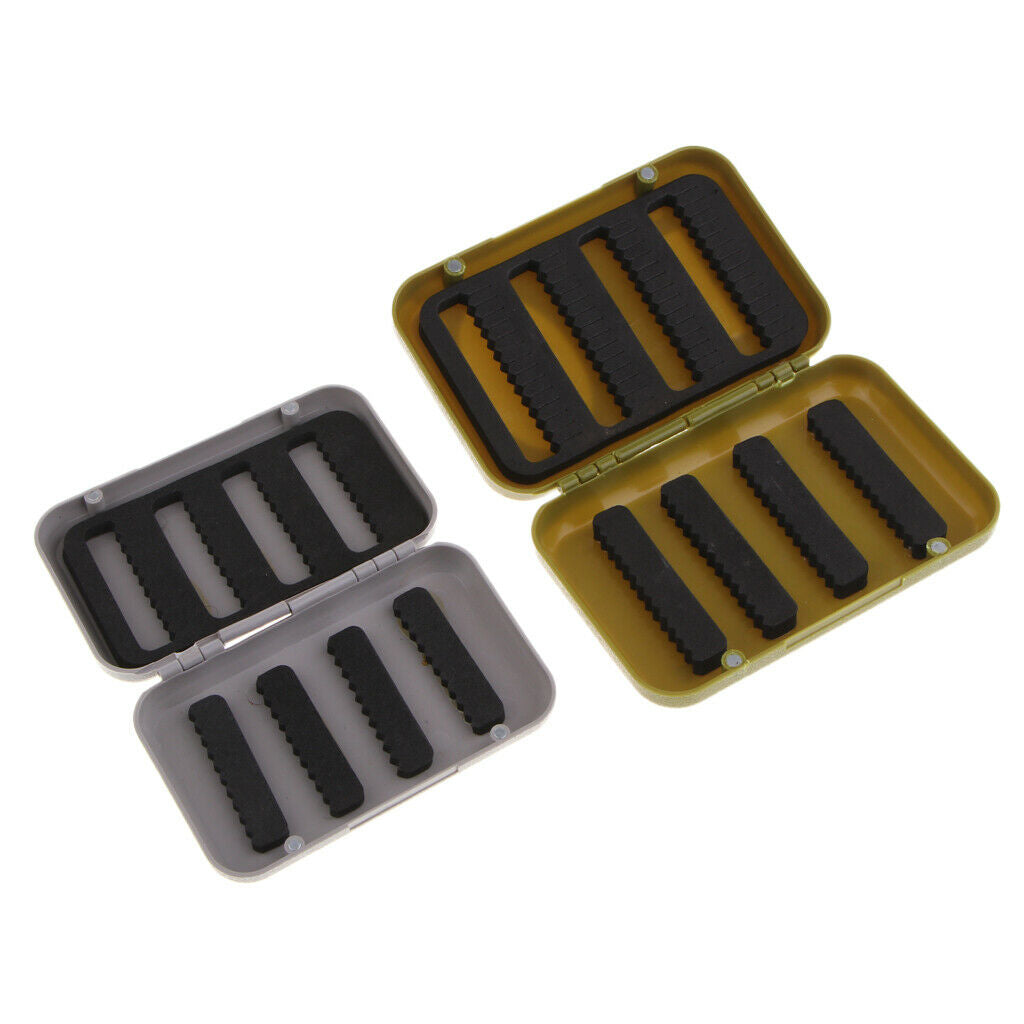 2PCS   Fly Fishing Box Portable Slit Foam Fish Lures Hooks Jigs Case