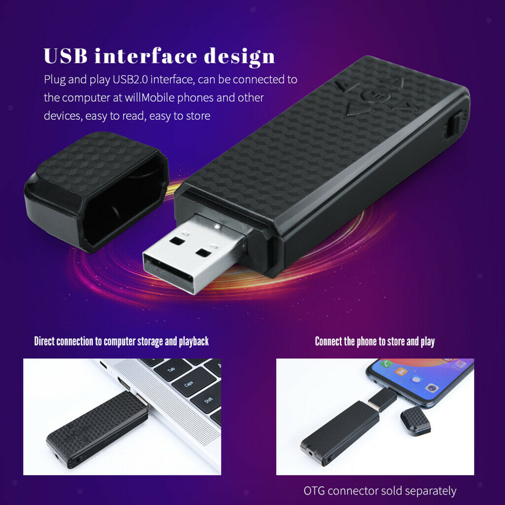 Mini USB Voice Activated Audio Dictaphone Recorder for Interviews Meetings