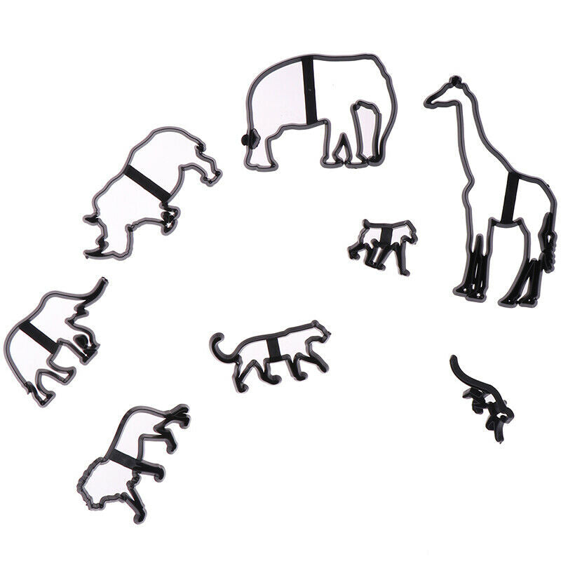 8Pcs Animal Cookie Cutter Plastic Elephant Lion Giraffe Leopard Fondant C.l8