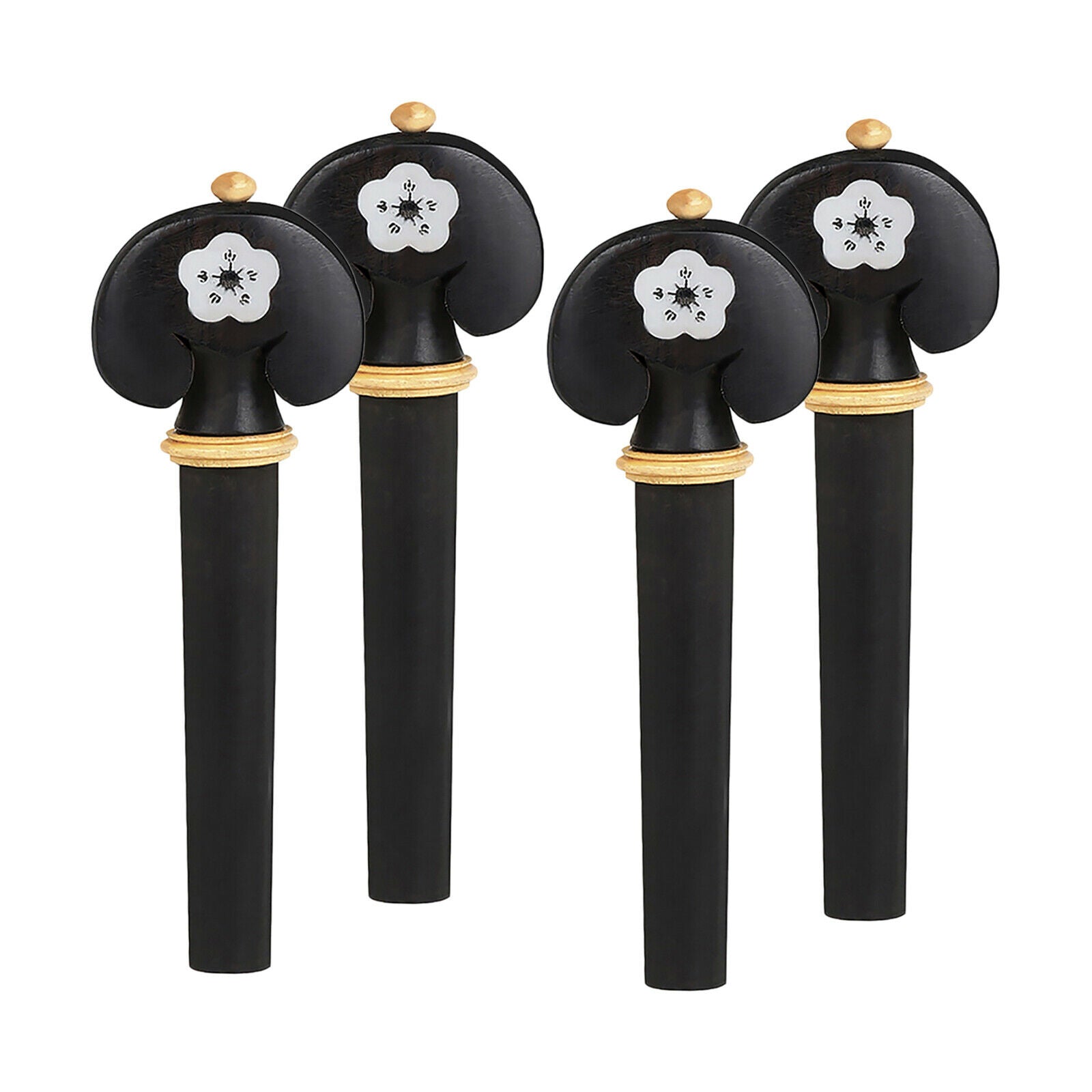 4x 3/4 4/4 Violin Tuning Pegs Wooden Set Black Replacement Inlay Boxwood
