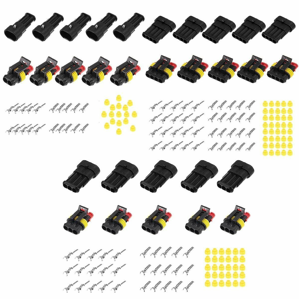 15Kits 2 3 4 Pins Way Sealed Waterproof Electrical Wire Connector Plug Terminals
