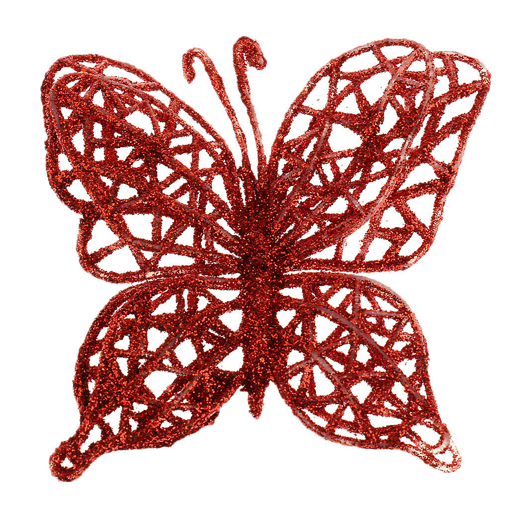 Christmas Ornament Festival Party Tree Hanging Butterflies Decor   Red
