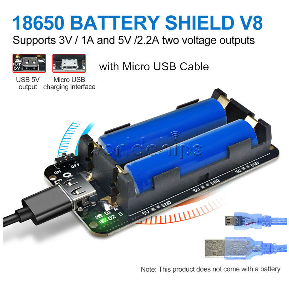 Micro USB 3V 5V 18650 Battery Shield V8 Mobile Power Bank for Wifi ESP8266 ESP32