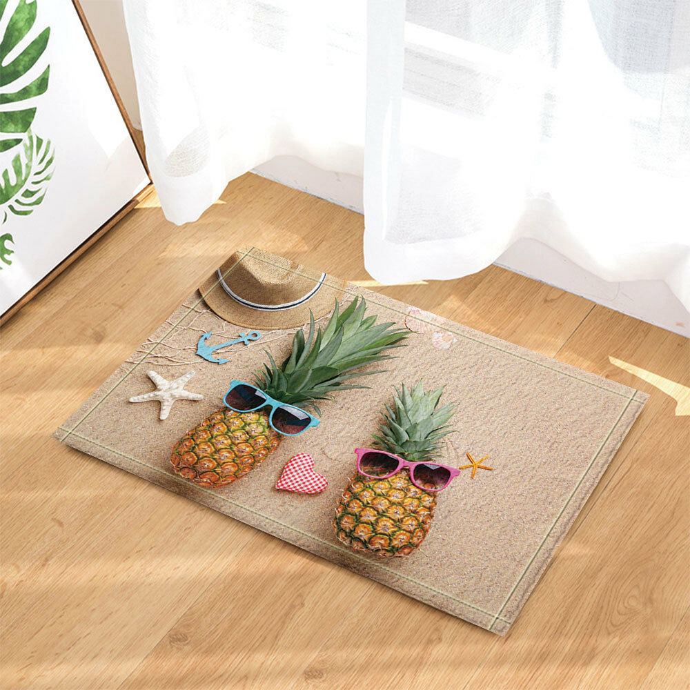 Starfish Pineapples With Sunglasses on Beach Bath Rug Non-Slip Floor Door Mat