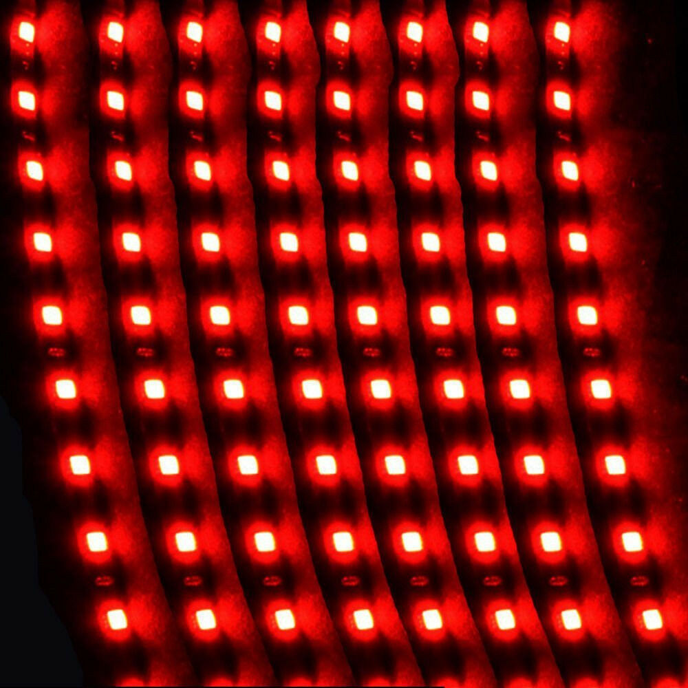 8x Red 15LED 30CM Car Grill Flexible Waterproof Light Strips Interior Decor Lamp