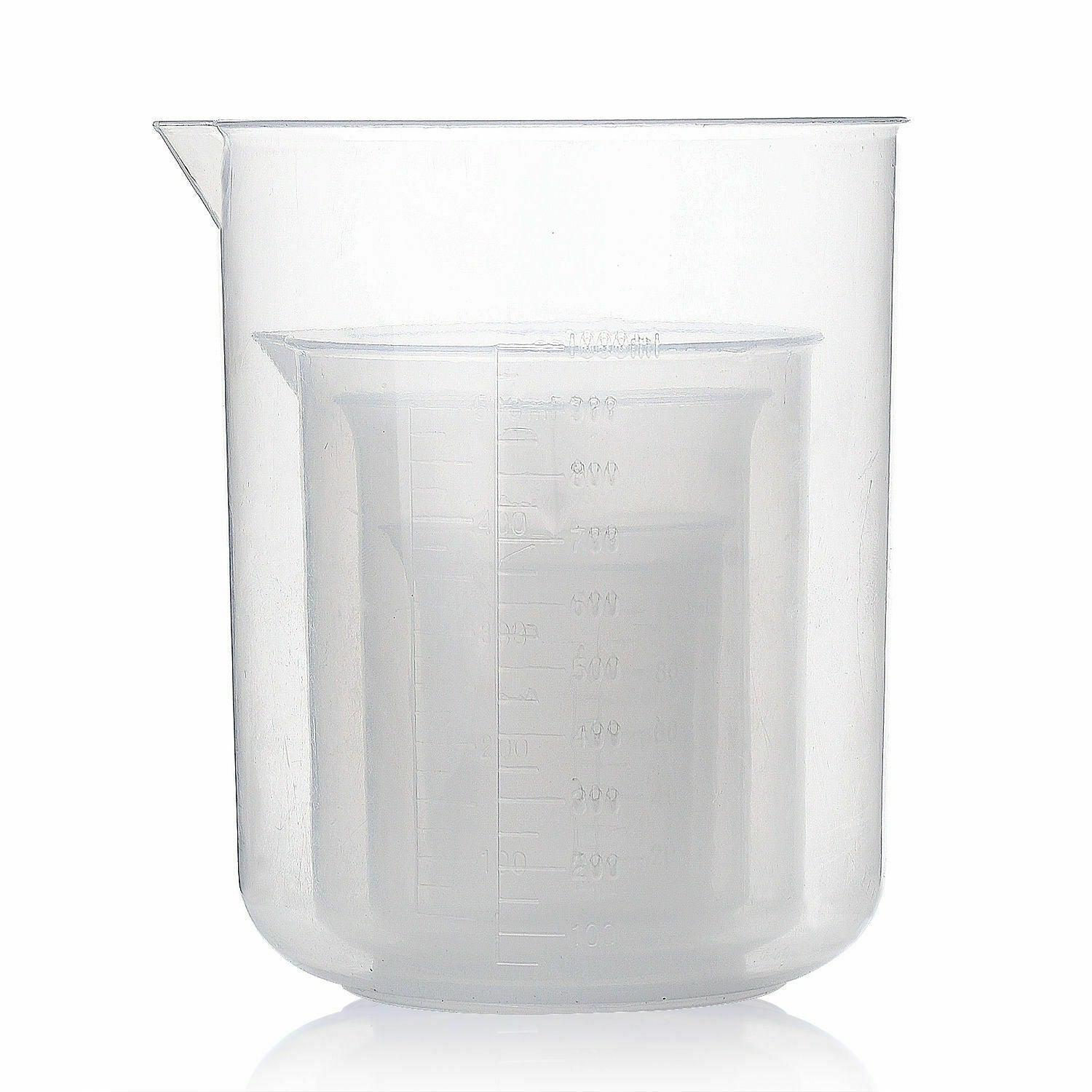 Labs Plastic Beakers Set Measuring Cups - 5 Sizes - 50, 100, 250, 500 and 1000ml