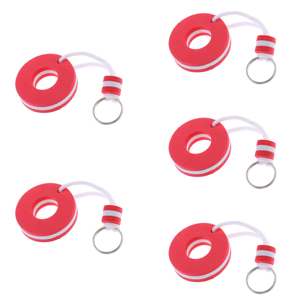 5x Creative Foam Buoyant Floating Charms Keychain Key Ring Ships Buoy Red