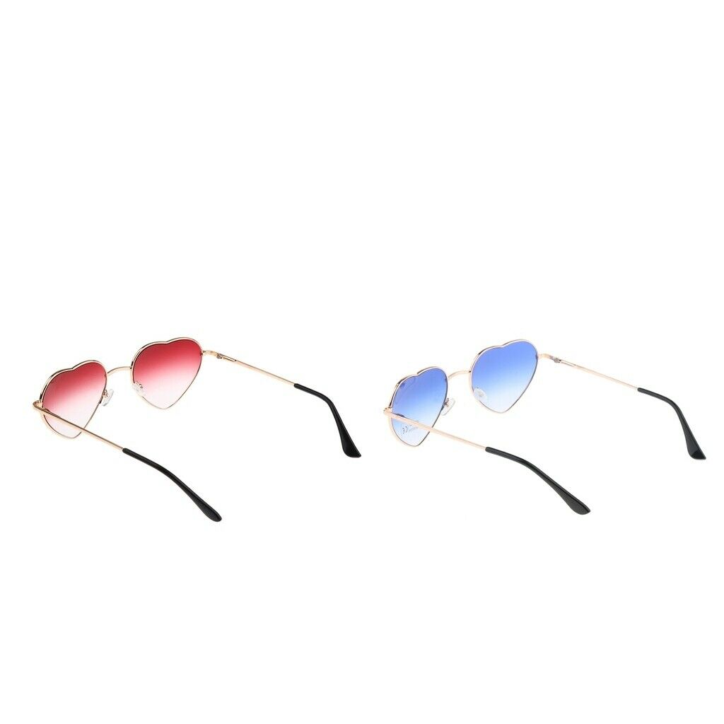 2 Pack Metal Frame Heart Shaped Sunglasses Women Party Eyewear Eyeglasses