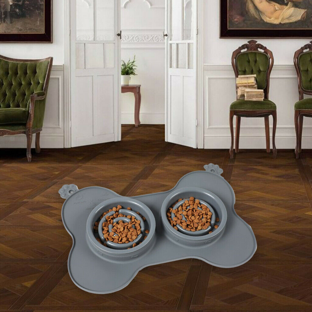 Dog Cat Bowls Detachable Slow Feeder Bowl Puppy Cats Kitten Bowl Dish Gray S