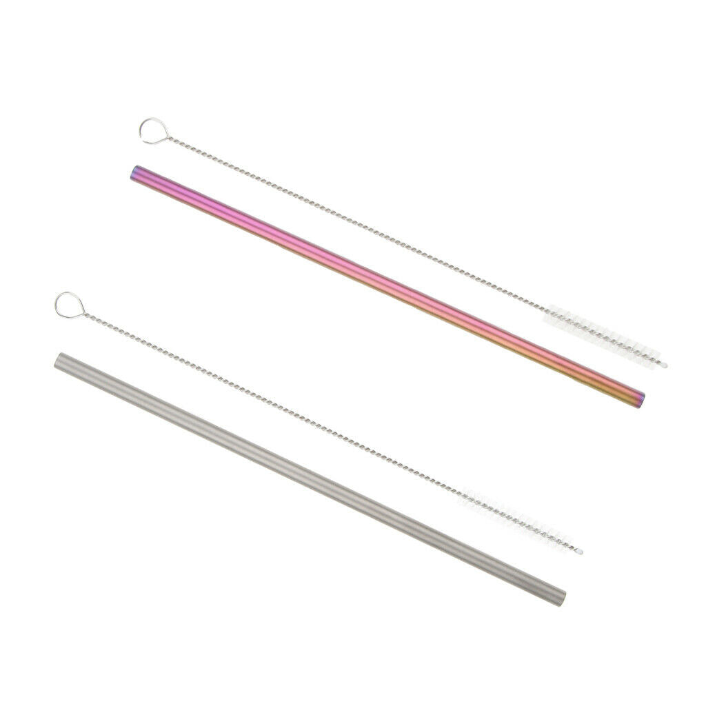 2 Pieces 192mm Colored and True Color Titanium Drinking Straws, Easy and