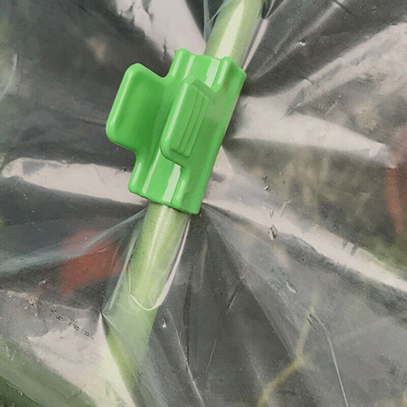 10Pcs Plastic Green Pipe Clamps Greenhouse Gardening Plants Netting Hoop Clips
