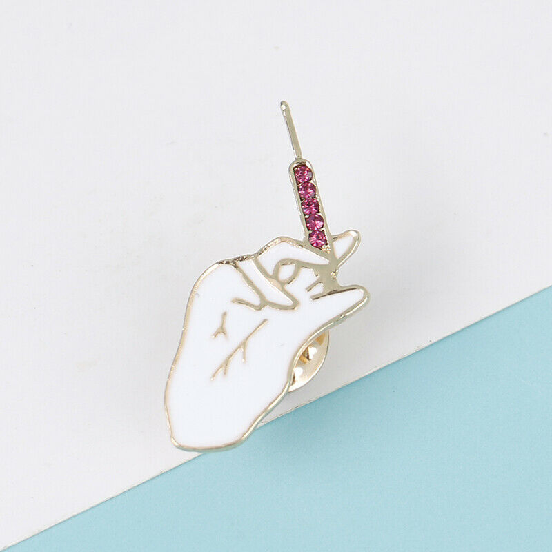 Simple White Enamel Lapel Medical Brooch Pin Syringe Glove  Accessories Jewelry