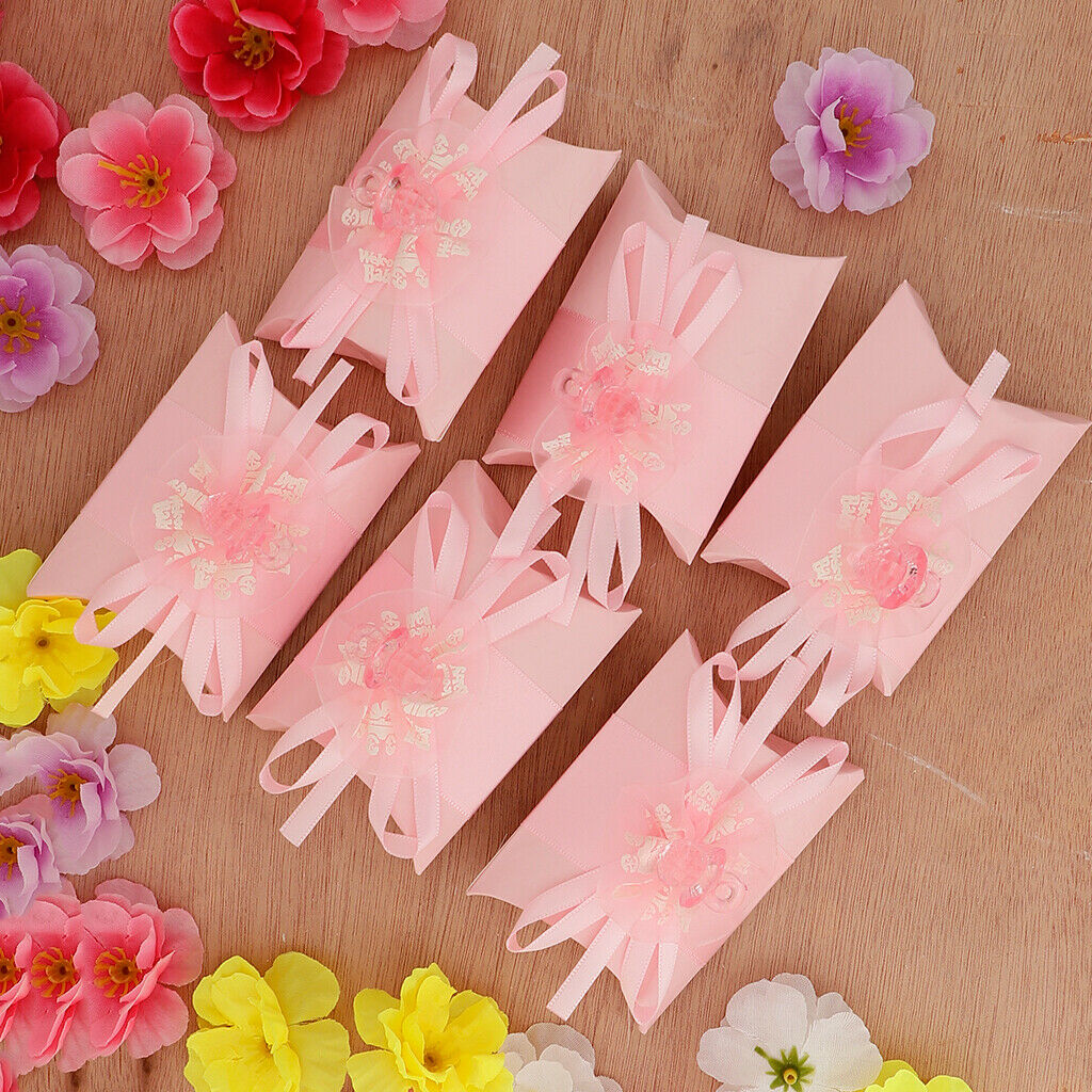 6pcs Flower Pillow Candy Gift Boxes Wedding Birthday Party Favors Pink