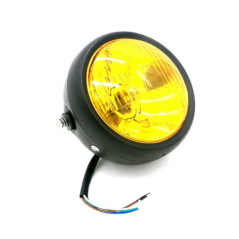 6.5" 12V Amber Glass Motorcycle Cruiser Headlight Spot Fog Light High/Low Beam