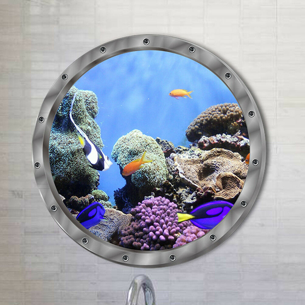 Underwater Fish Wall Stickers for Washing Machine Decor Bathroom Deca.l8