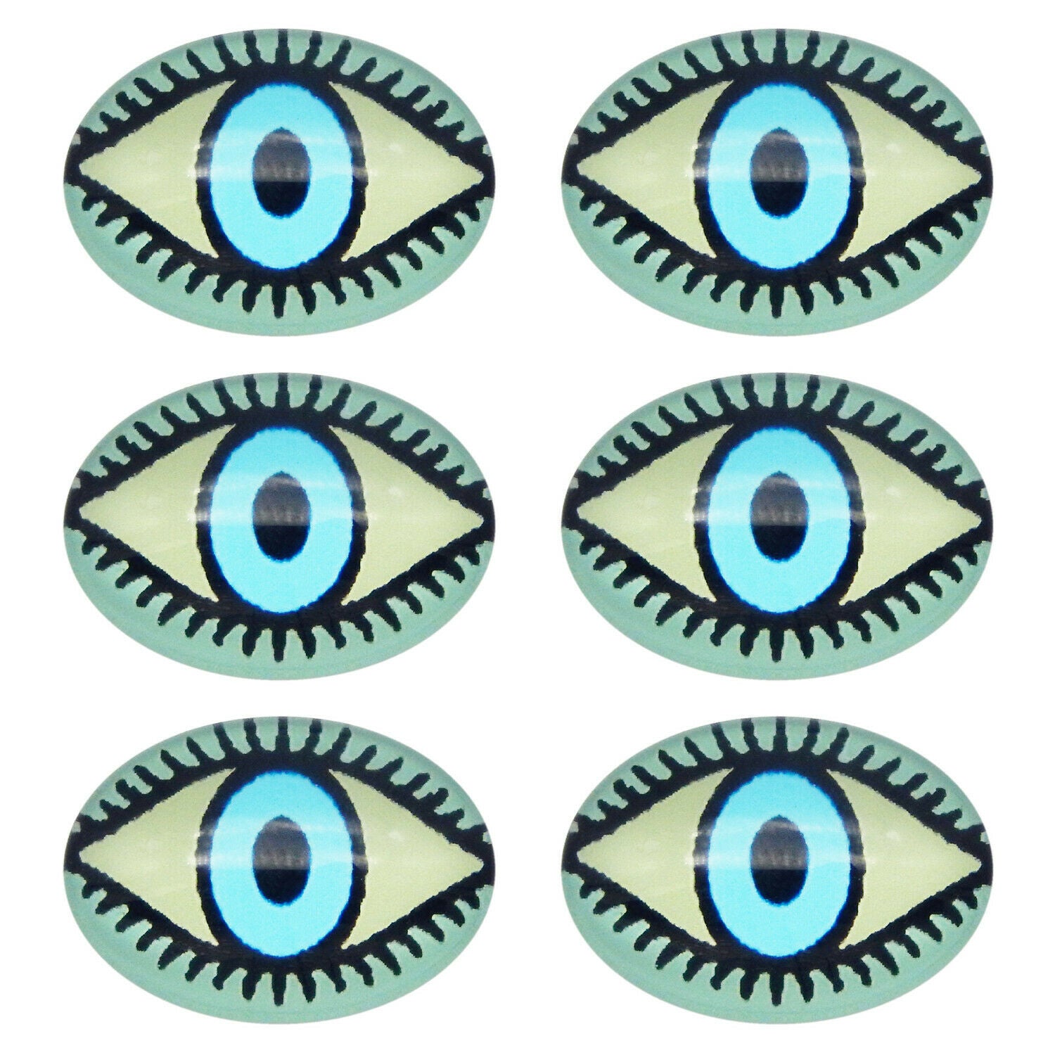20PCS Oval 18x13mm Glass Eye Flatback Cabochons Art Decoration Embellishment