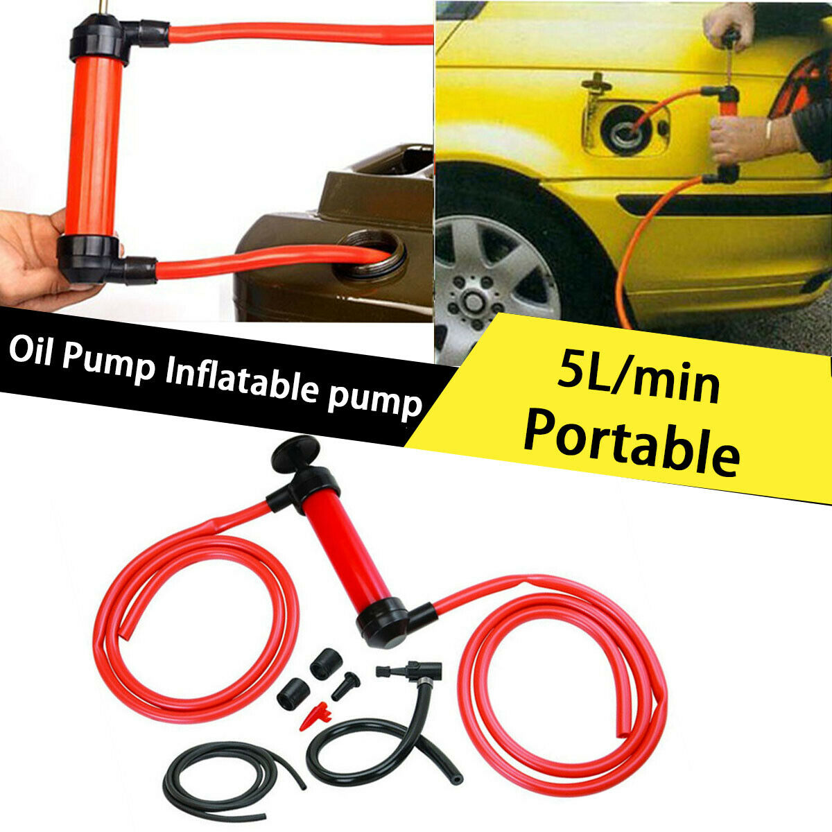 Portable manual Transfer Oil Liquid Hand Air Pumps 5L/min Car Siphon Pump