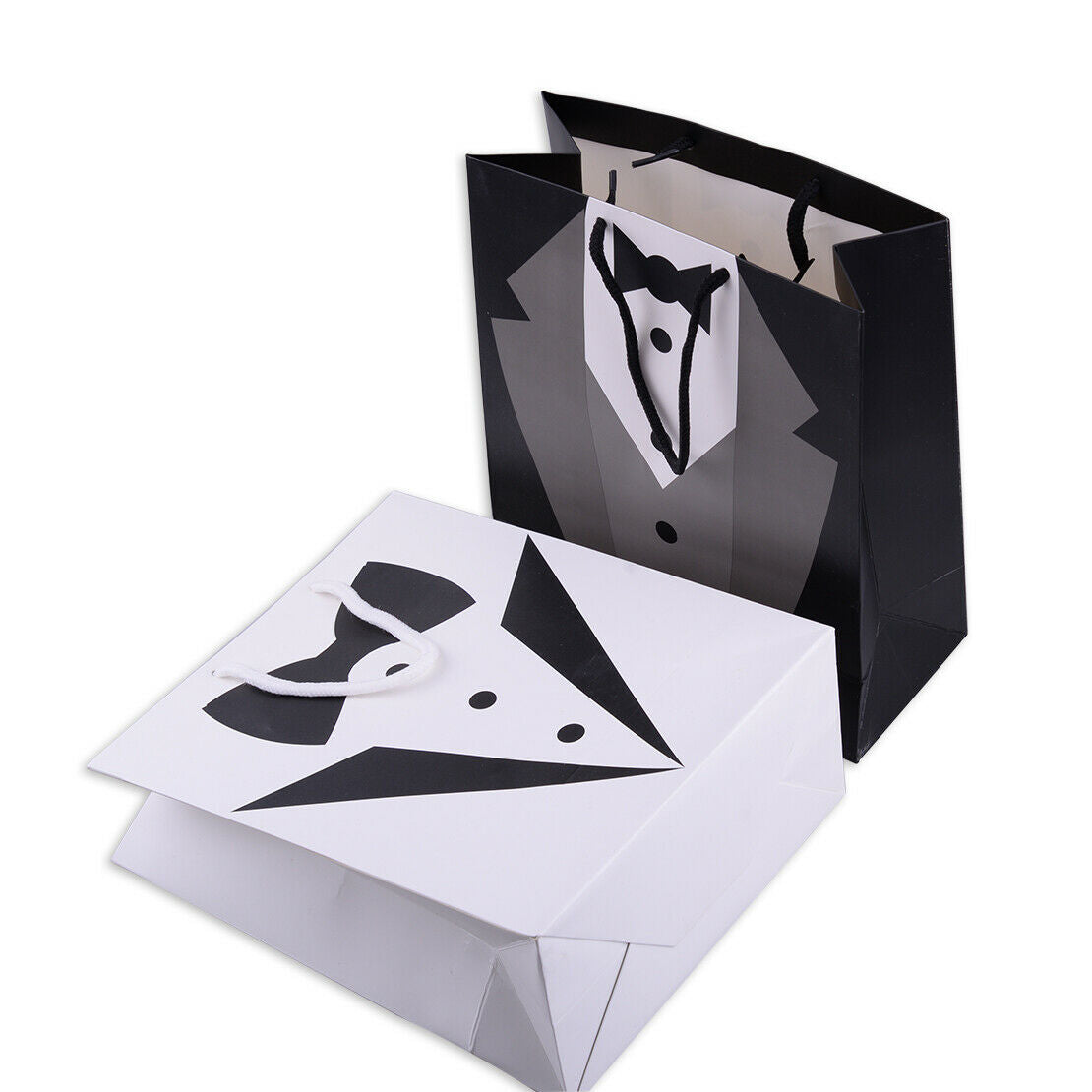 2pcs Wedding Tuxedo Paper Bag Gift Present Bag Fit for Man Bridegroom & White An