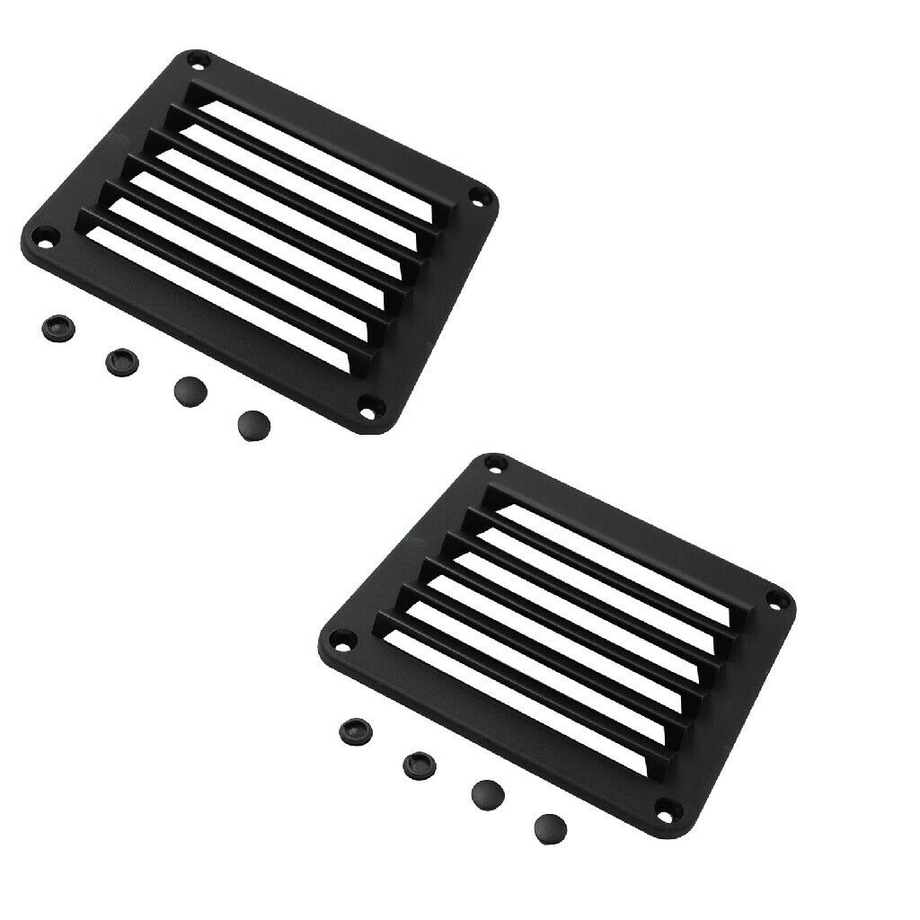 2 Pieces Black ABS Louvered Plastic Vent 5-1/2" x 4-7/8" for Boat