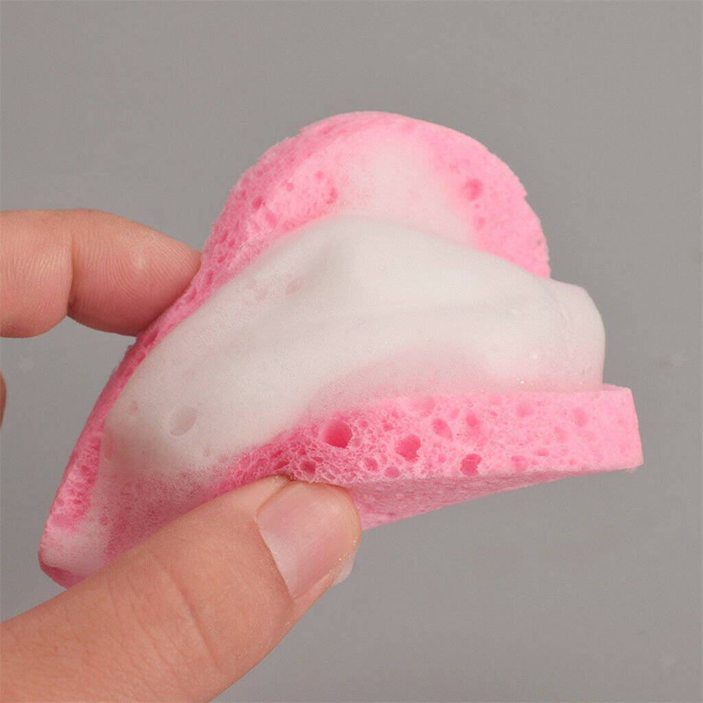 5x Heart Shape Face Cleansing Puffs Makeup Cosmetic Removal Cellulose Sponge