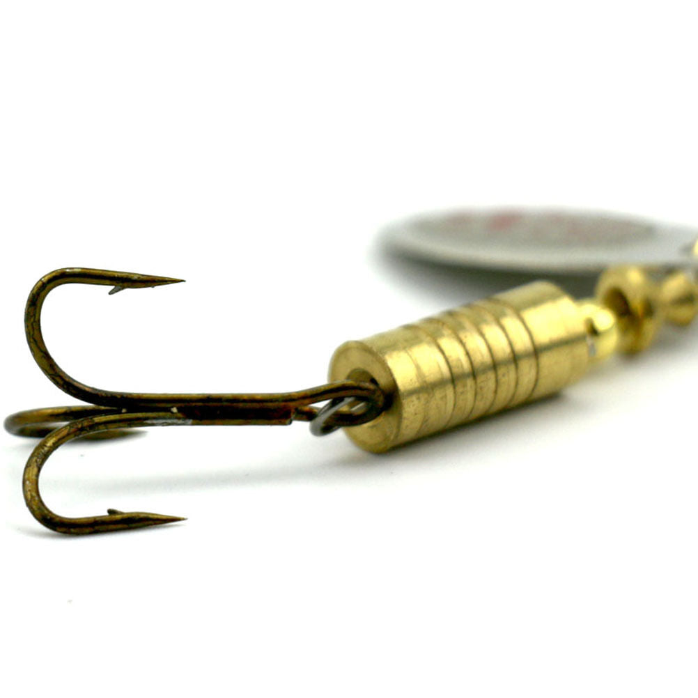 10 Pcs/Set Metal Fishing Baits Metal Dot Pattern Spinner Lures with Hook 6. DD