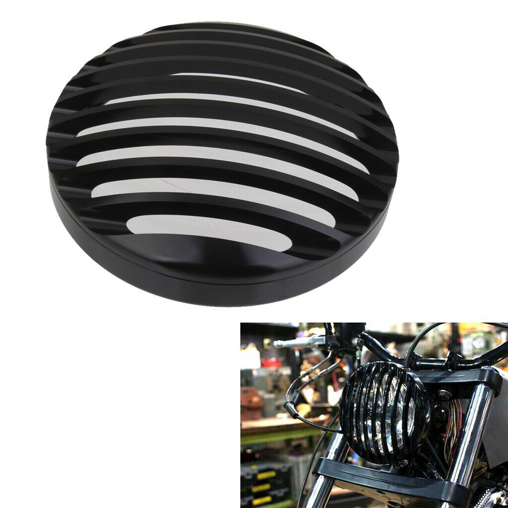 Aluminum Universal Motorcycle 5 '' Headlight Grill Frame Protection Black