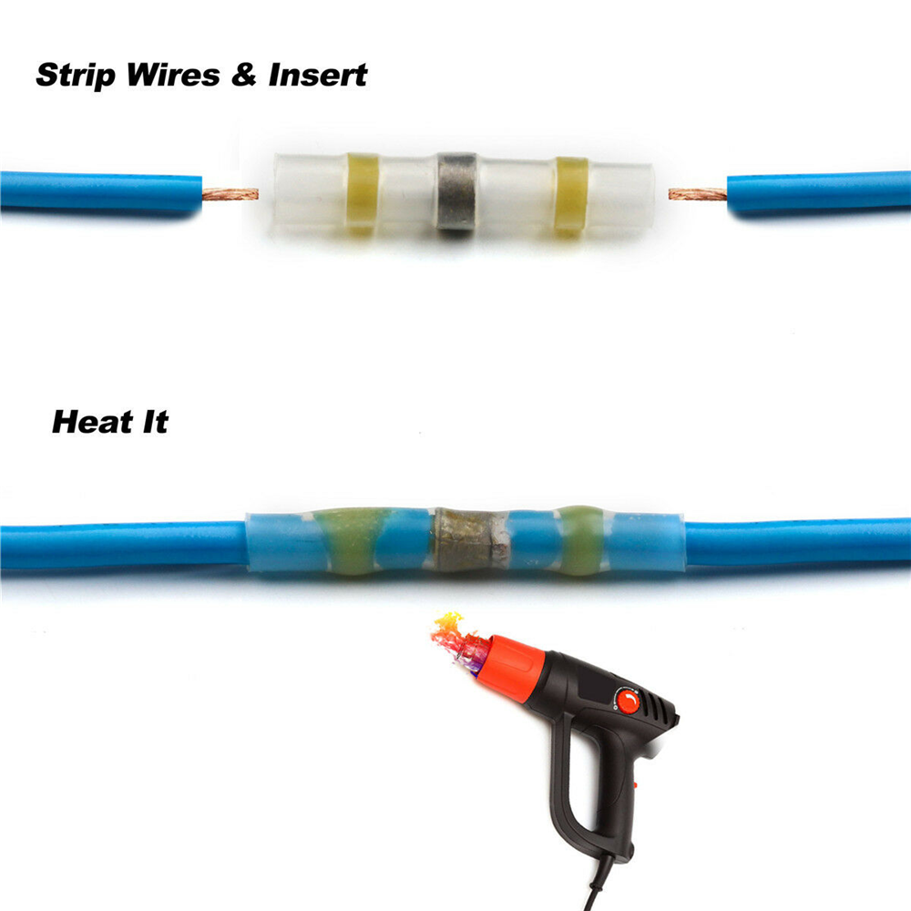 100Pcs Yellow Heat Shrink Wire  Solder Seal Connectors Terminal 12-10AWG