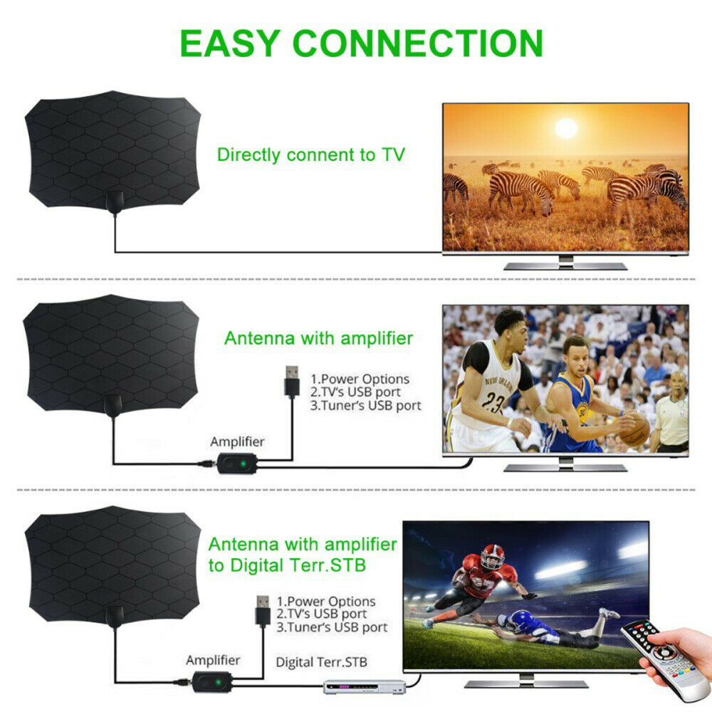 120 Miles Range Antenna TV Digital HD 4K Antena Indoor Outdoor HDTV Amplifier