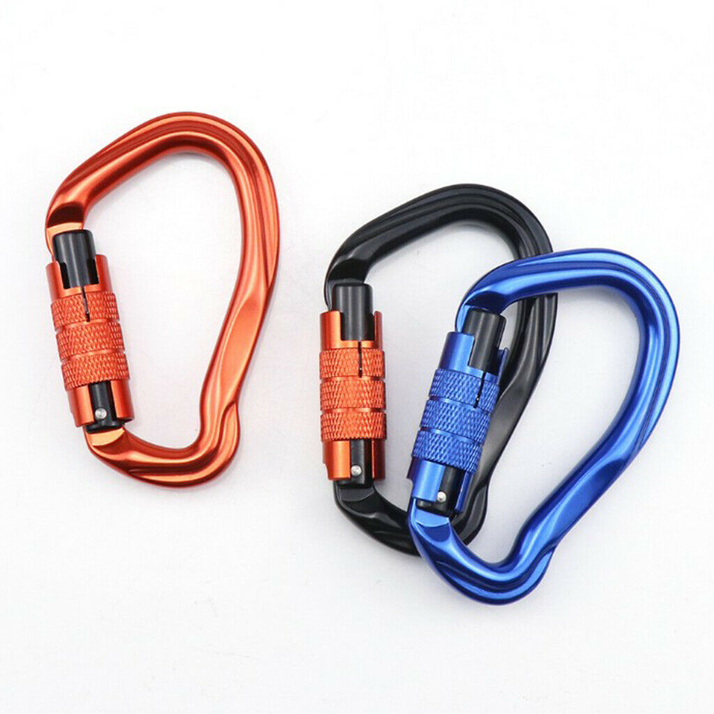 Twist Lock Climbing Carabiner Clips Auto Locking and Heavy Duty Black