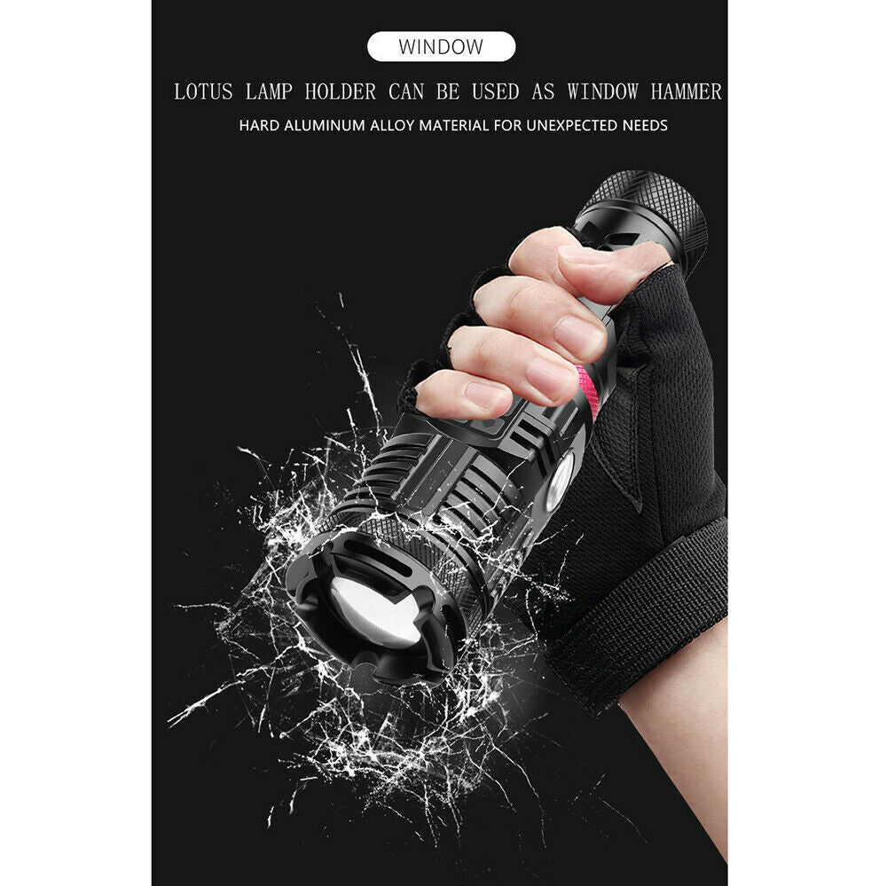 XPE120 COB LED Zoomable USB Rechargeable Flashlight Waterproof Torch Work Light