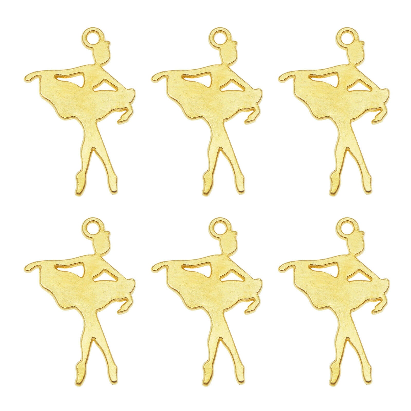 40pcs Golden Ballerina Alloy Charm Dancing Girl Pendant Earring Findings 14*22mm