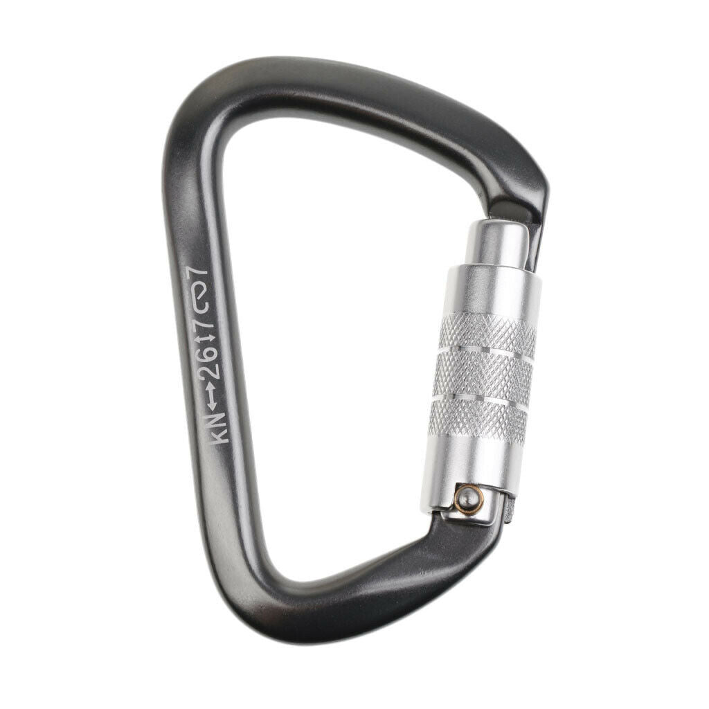 26KN Auto Lock D Shape Carabiner Outdoor Rock Climbing Caving Gear Equipment