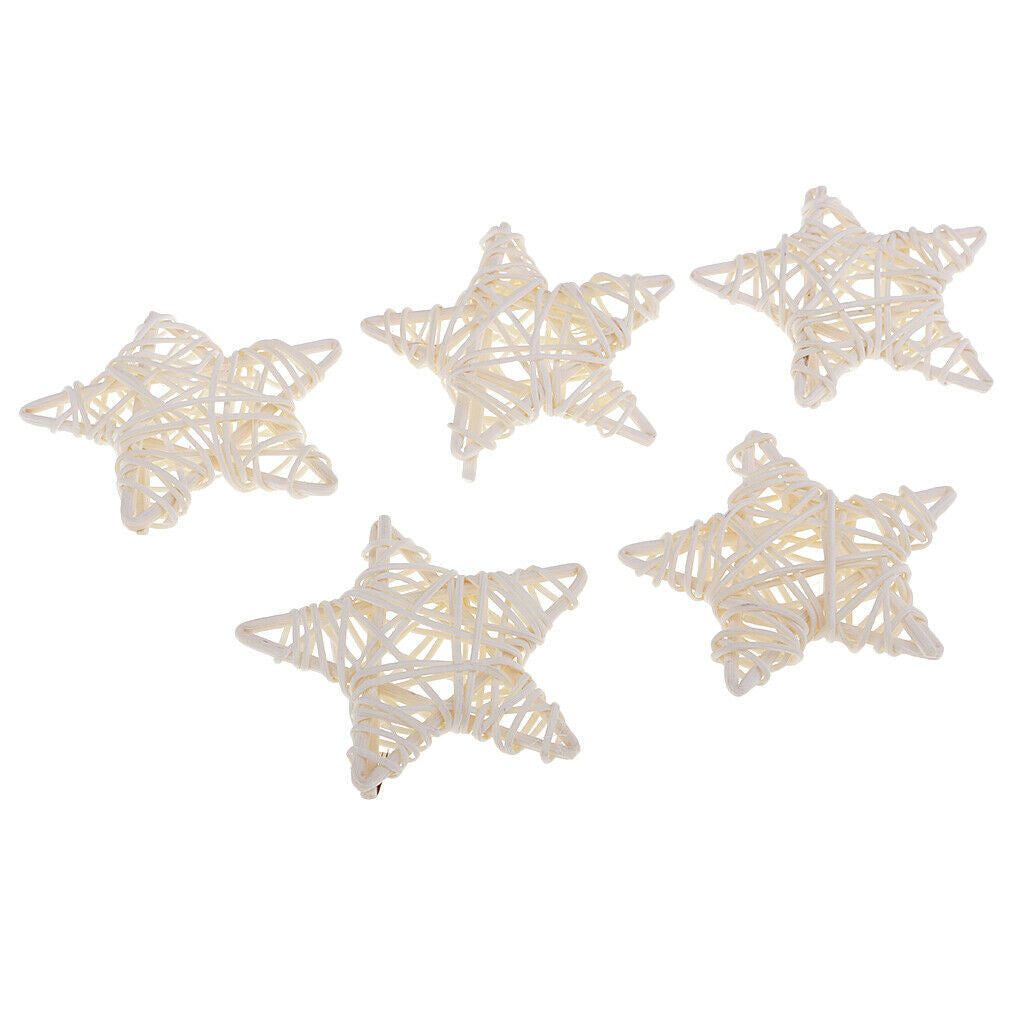 10pcs 7cm White Star Rattan Wicker Ball Christmas Tree Ornament Decorations