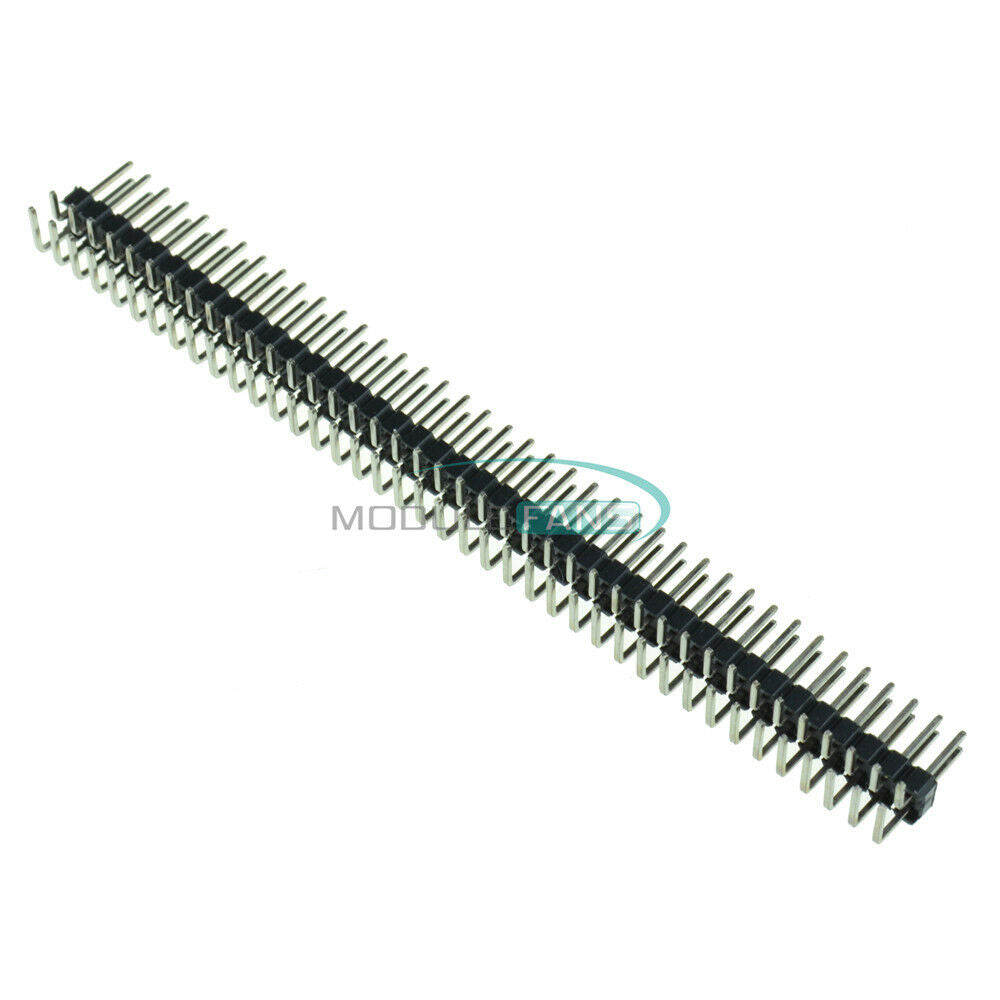5PCS 2 x 40 Pin 40P 2.54mm Male Double Row Right Angle Pin Header Strip