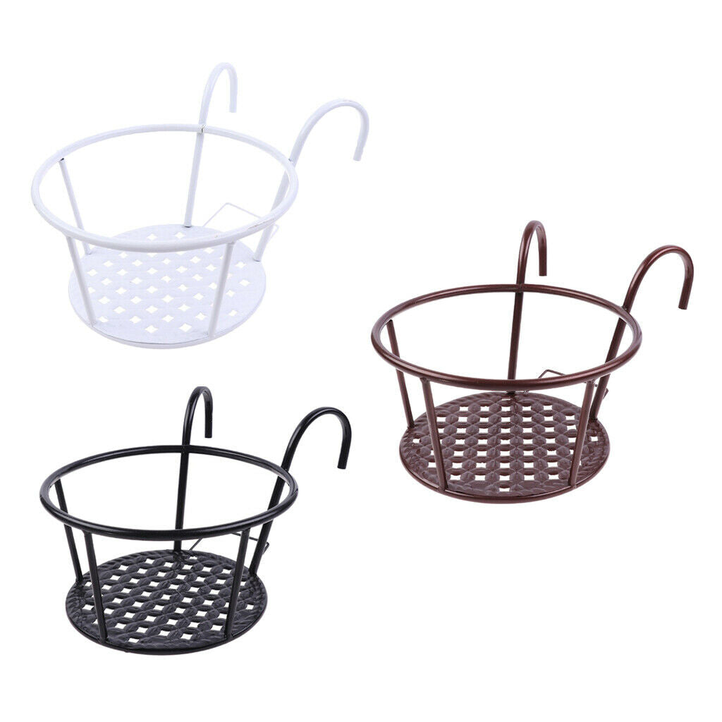 3x Rustic Potted Flower Hangin Basket Planter Braceket for Fence 22cn Dia.