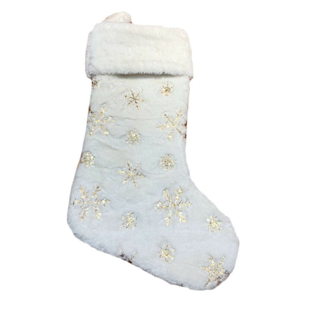 Furry Christmas Stocking for Holiday   Home Shop Party Decor Beige